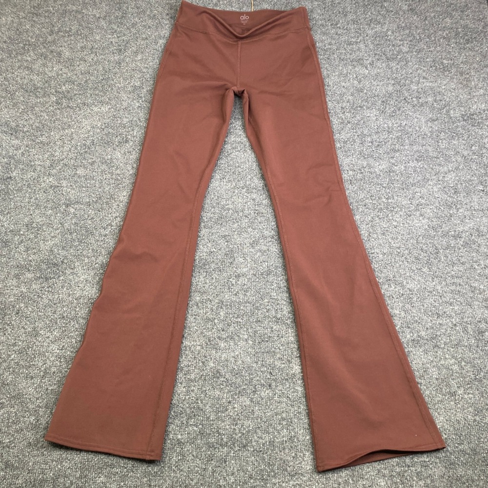 Alo Yoga Crossover High Waist Flare Leggings Mahogany Brown XS Athleisure